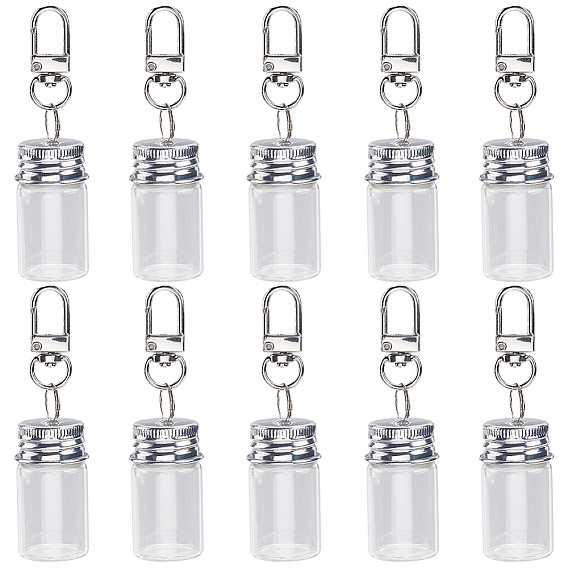 10шт. брелки в виде стеклянных бутылок, с железными застежками и пробкой