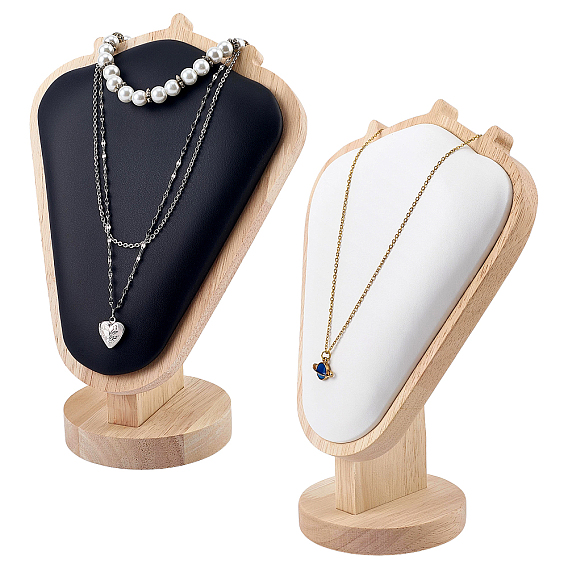 2шт. 2 цвета, подставки для демонстрации ювелирных изделий в форме бюста из дерева и искусственной кожи, органайзер для подвесок и цепочек