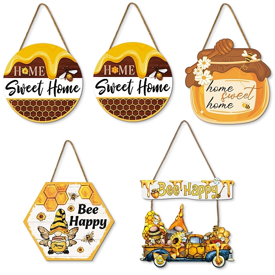 Деревянный кулон в виде пчел и слов, подвесная табличка для украшения стены дома