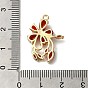 Siam K9 Glass Pendants, with Brass Findings, Flower Charm