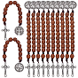 12Pcs Wood Beads Hanging Decor, Saint Benedict & Cross Charm Decorative