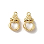 Brass Lucky Bag Heart Charms with Shell