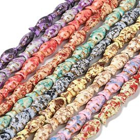 Synthetic Turquoise Beads Strands, Fish, Dyed, Spray Painted