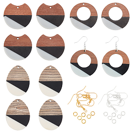 Olycraft DIY Dangle Earring Making Kits, Including Resin & Irregular Walnut Wood Pendants, Brass Earring Hooks & Jump Rings