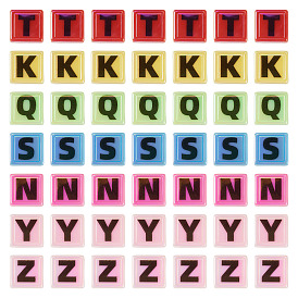 50 шт. непрозрачных акриловых бусин с УФ-покрытием, радужный, квадрат с буквой
