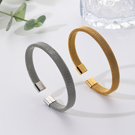 Stainless Steel Bracelet - Fashionable Titanium C-shaped Elastic Bracelet for Men and Women.