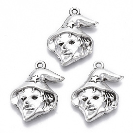 Tibetan Style Alloy Pendants, Lead Free & Cadmium Free, Halloween Theme, Halloween Witch