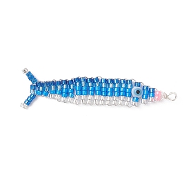 Подвески из медной проволоки с бисерной оболочкой в виде тихоокеанской сайры, с ламповым глазом