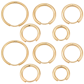 Stainless Steel Huggie Hoop Earrings, with 316 Surgical Stainless Steel Pins, Ring