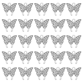 50подвески со стразами из сплава, без кадмия и без свинца, бабочки прелести