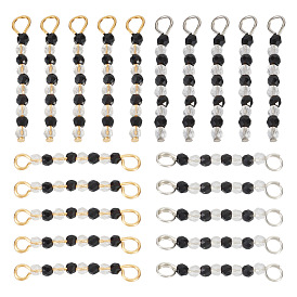 Charms conectores de cuentas de vidrio transparente, con 304 fornituras de acero inoxidable, negro y claro