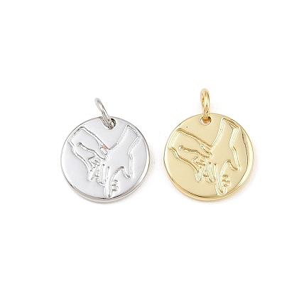 Латунь прелести, плоский круг с рисунком в виде держащихся рук, долговечный, без свинца и без кадмия, стойки покрытие, с целью перехода в кольце