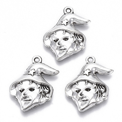 Tibetan Style Alloy Pendants, Lead Free & Cadmium Free, Halloween Theme, Halloween Witch