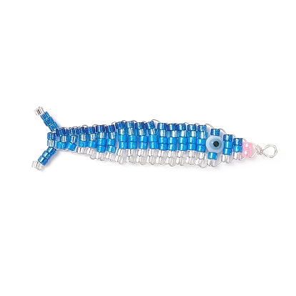 Подвески из медной проволоки с бисерной оболочкой в виде тихоокеанской сайры, с ламповым глазом