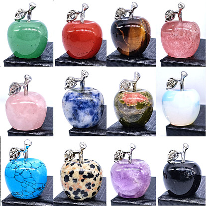 Christmas Natural & Synthetic Gemstone Apple Statue, for Home Desk Display Decorations