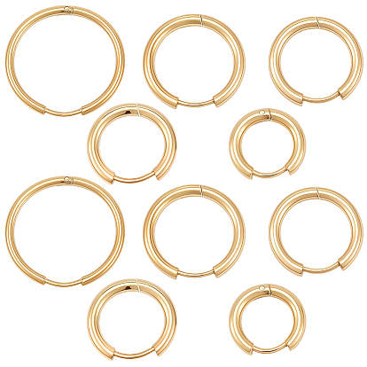 Stainless Steel Huggie Hoop Earrings, with 316 Surgical Stainless Steel Pins, Ring