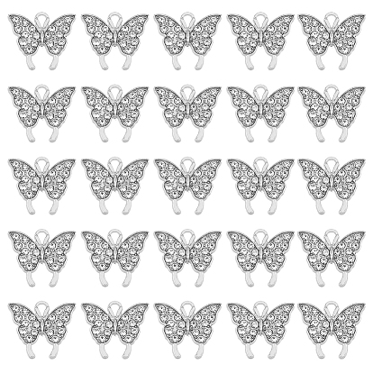 50подвески со стразами из сплава, без кадмия и без свинца, бабочки прелести