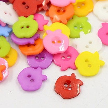 Acrylic Apple Buttons, 2-Hole, Dyed