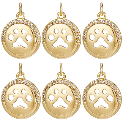 10 кулоны из латуни с микрочастицами и кубическим цирконием., реальный 18 k позолоченный, с целью перехода в кольце, плоские круглые с подвесками в виде лап
