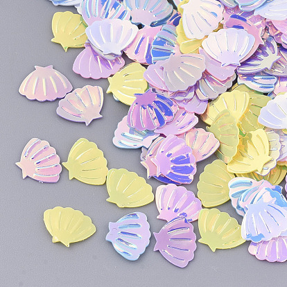 Ornament Accessories, PVC Plastic Paillette/Sequins Beads, No Hole/Undrilled Beads, Scallop Shell Shape