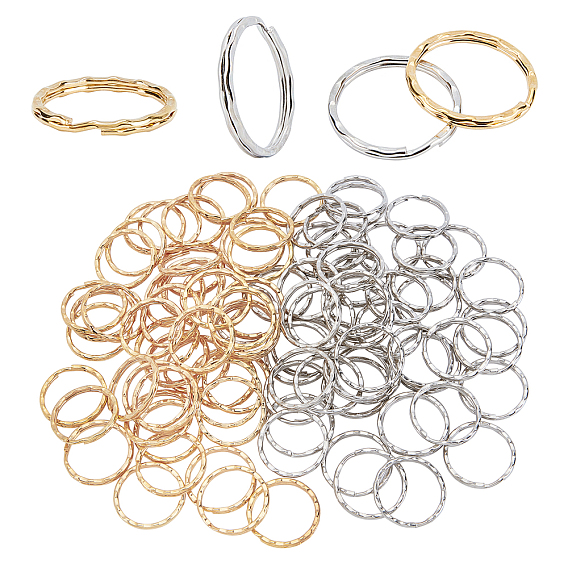 100Pcs 2 Colors Iron Split Key Rings, Keychain Clasp Findings