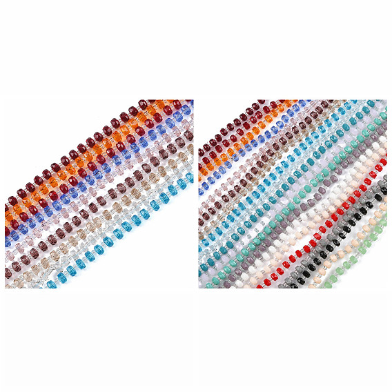 Нити стеклянных бусин смешанных стилей, рондель, граненые