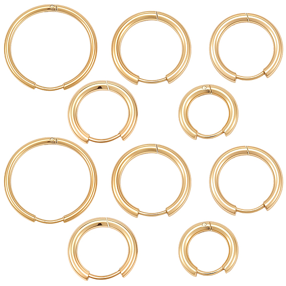 Stainless Steel Huggie Hoop Earrings, with 316 Surgical Stainless Steel Pins, Ring
