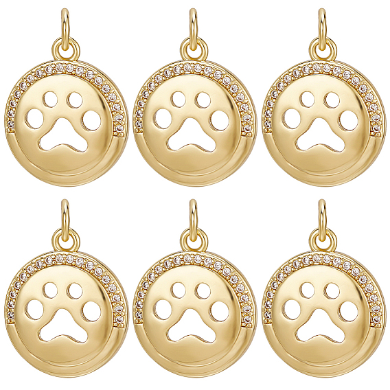 10 кулоны из латуни с микрочастицами и кубическим цирконием., реальный 18 k позолоченный, с целью перехода в кольце, плоские круглые с подвесками в виде лап