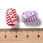 Valentine's Day Opaque Acrylic European Beads, Craft Style, Large Hole Beads, Barrel with Word LOVE