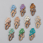 Resin & Walnut Wood Pendants, Leaf, Mixed Color
