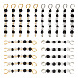 Transparent Glass Beads Connector Charms, with 304 Stainless Steel Findings, Black & Clear