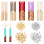 Two Tone Rectangle Pendant Earrings DIY Making Kit, Including Resin & Walnut Wood Big Pendants, Brass Earring Hooks, Iron Open Jump Rings