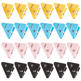 Nbeads 24Pcs 4 Colors Plastic Bulldog Binder Clips, Triangle with Iron Findings, for Office School Supplies