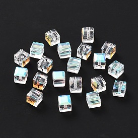 Transparent Square Faceted Glass Beads
