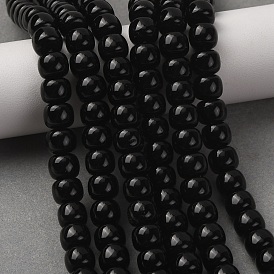 Natural Obsidian Beads Strands, Old Style Barrel Beads
