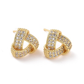 Boucles d'oreilles triangulaires évidées en zircone cubique transparente, bijoux en laiton pour femmes