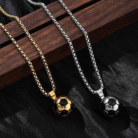 201 подвесные из нержавеющей стали ожерелья, эмалированный футбол