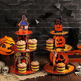 3-Tier Paper Halloween/Christmas Cupcake Stand for Dessert Table, Cupcake Tower for Party Decoration