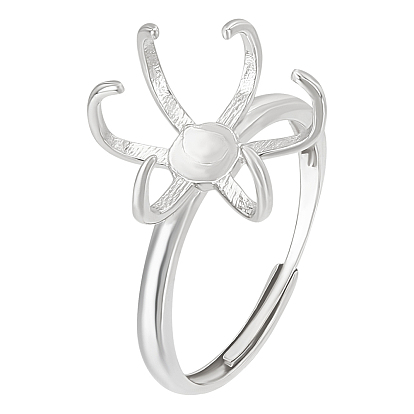 Регулируемые компоненты кольца из стерлингового серебра с родиевым покрытием, установка кольца-солитера для помолвки, настройки зубчатого кольца, с полировкой из замши