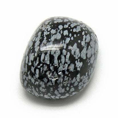 Natural Snowflake Obsidian Gemstone Beads, Tumbled Stone, Nuggets, No Hole