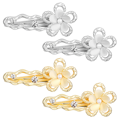 4 шт. 2 цветные заколки для волос из сплава кожи аллигатора, с кошачьим глазом и стразами для женщин