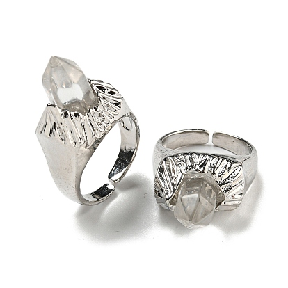 Anillos abiertos de cristal tipo bala, anillo de latón chapado en rack para unisex