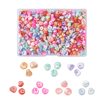 280шт 7 цвета бусины из натуральных пресноводных ракушек, окрашенные, чипсы наггетс