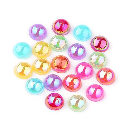 Acrylic Cabochons, AB Color Plated, Half Round