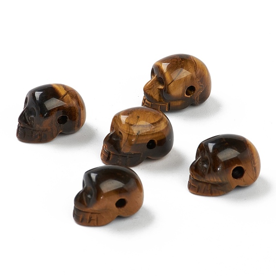 Natural Tiger Eye Beads, Skull