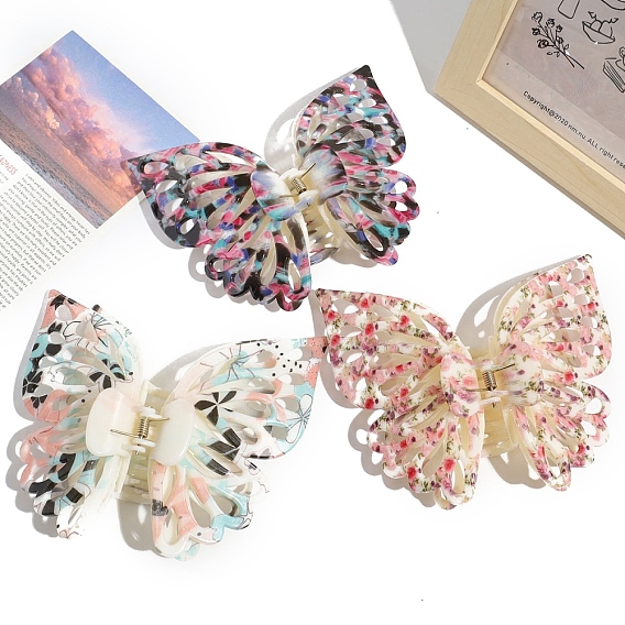 Акриловые заколки для волос на когтях, полый бабочки