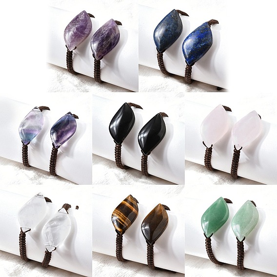 Бусины из натуральных камней плетеные браслеты из бисера, регулируемые браслеты из вощеной веревки