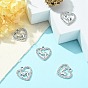 Alloy Rhinestone Pendants, Platinum Tone Hollow Out Heart with Footprint Charms