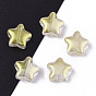 Transparent Spray Painted Glass Beads, with Glitter Powder, Star