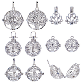 10шт. 5 стили филигранные латунные подвески-клетки, для ожерелья, разнообразные